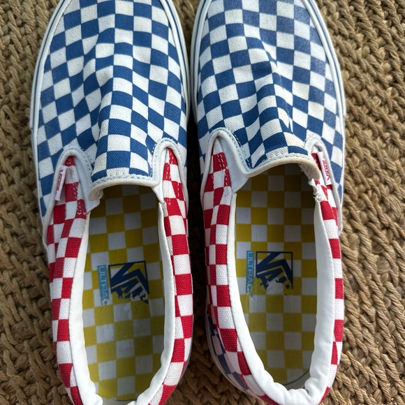 Vans Slip-On Pro Checkerboard Men's 11, Blue Red White - Picture 1 of 15